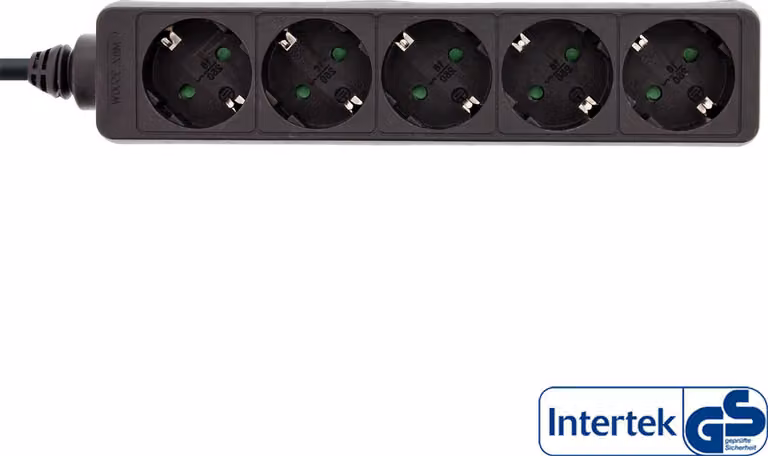 InLine® 16451E Striscia di prese, contatto di terra a 5 vie 1,5 m, nero