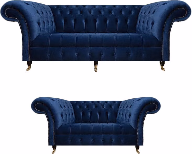 Chesterfield Set Dreisitzer Sofa Couch Einrichtung Sessel Wohnzimmer