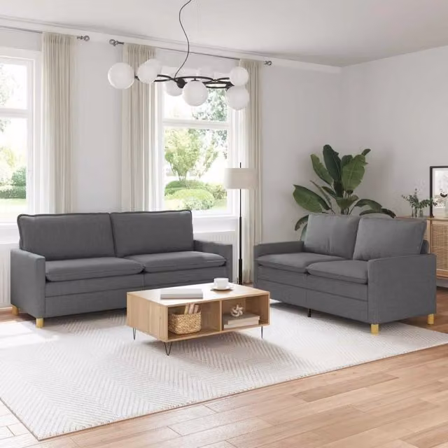 Set di 2 divani moderni vidaXL in tessuto grigio e nero con struttura in metallo per il tuo soggiorno