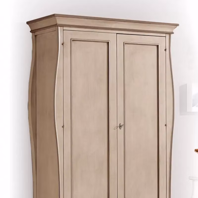 Armadio 2 ante in legno stile shabby chic avorio anticato e tortora Mobili 2G L: 127 cm, P: 64 cm, H: 212 cm – 1