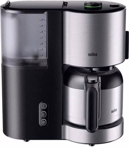 Caffettiera filtro - 10 tazze - Termos - 1000 watt - Nero/Acciaio inossidabile