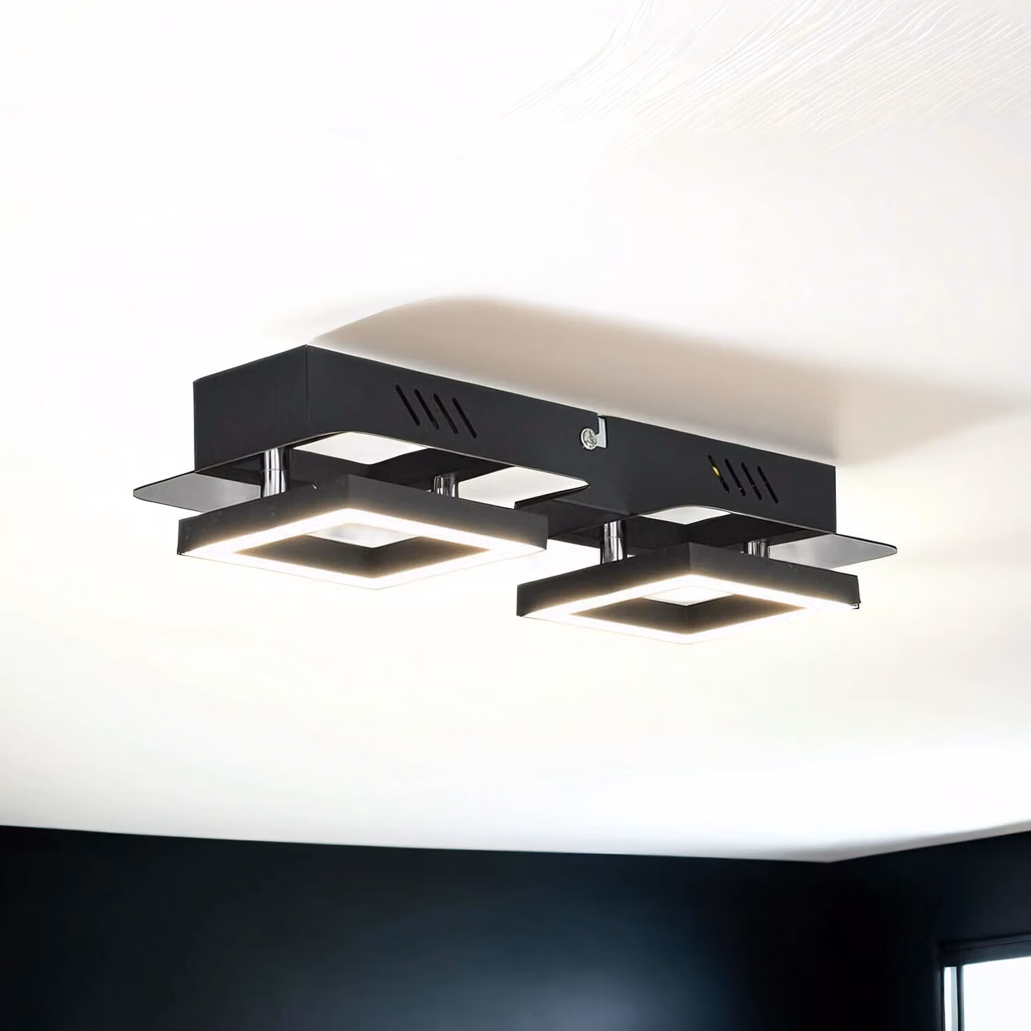 Lampada a soffitto LED nero cromo allungata luce bianca neutra 4200 K 600 lm