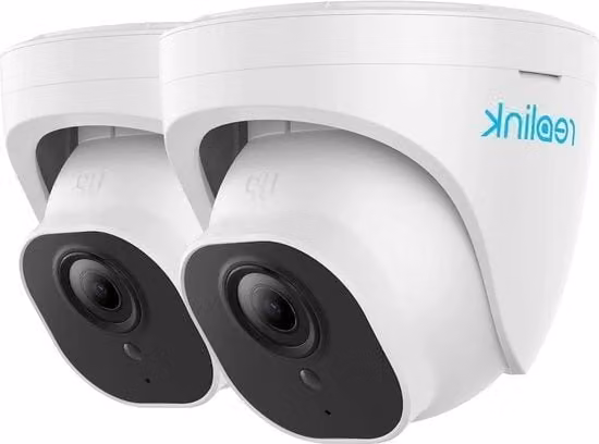 Set di 2 telecamere di sorveglianza Reolink RLC-520A Super HD 5MP con rilevamento veicoli, audio, ingresso microSD, IP67 e visione notturna IR 30m, colore bianco