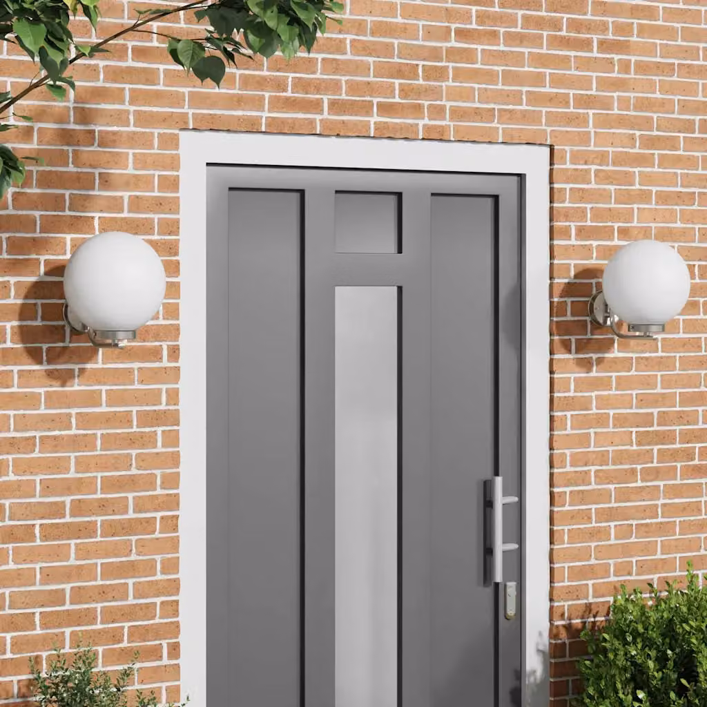 Set di 2 lampade da parete esterne vidaXL in argento per giardino e terrazza, H 33 cm x L 29 cm x P 25 cm