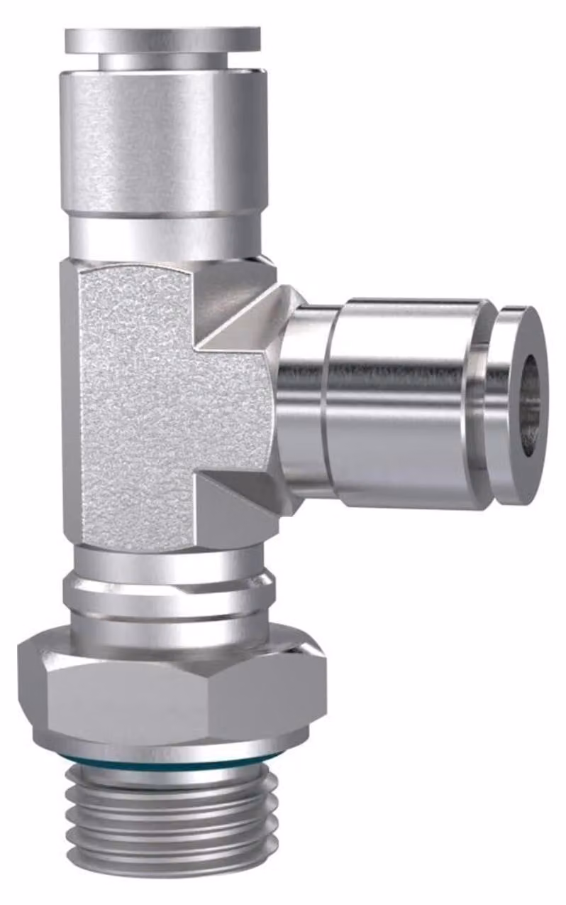 Raccordo a T Riegler push-in, a L, girevole, G 1/4 a., tubo Ø 10, ES
