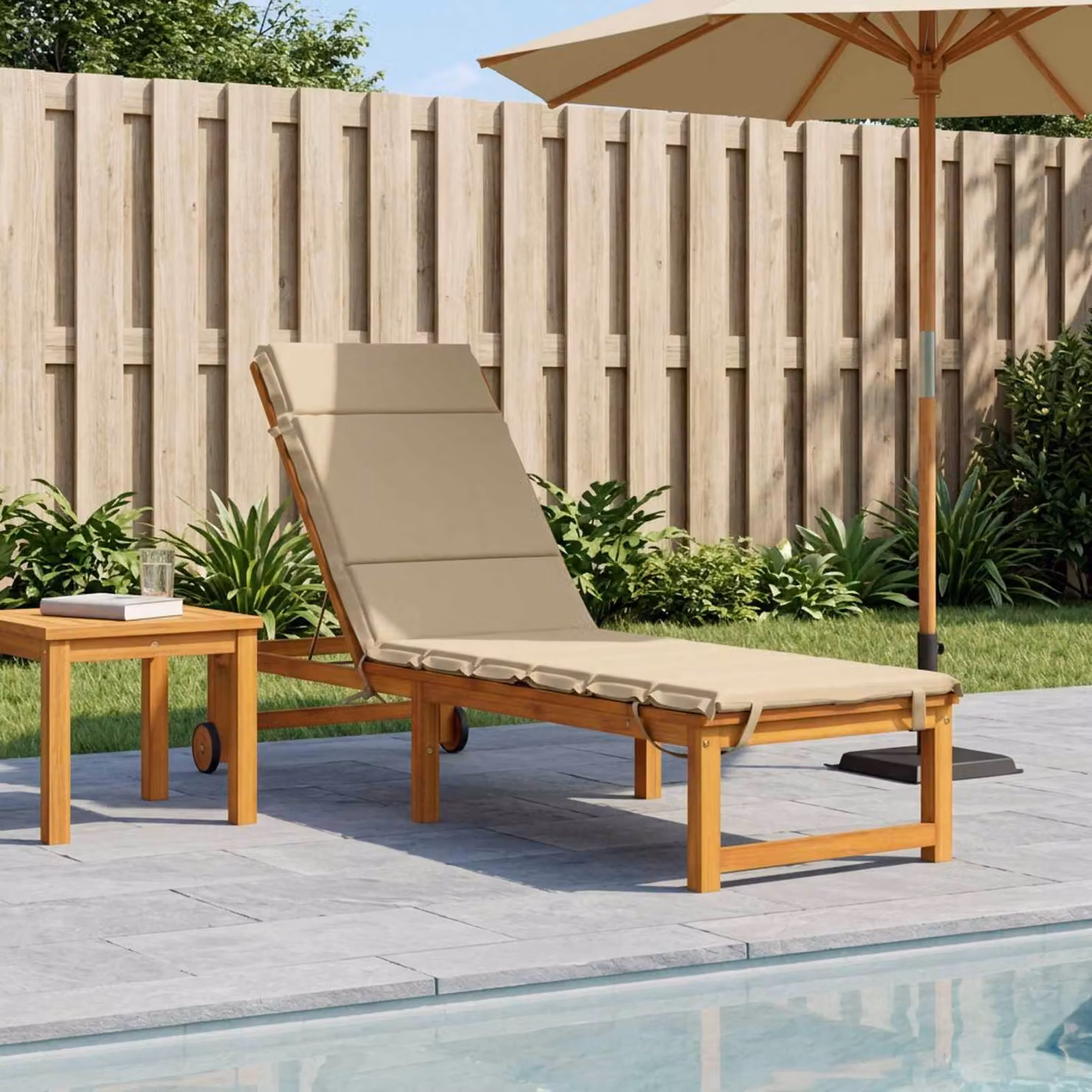 vidaXL Cuscino per Lettino GEMERT Beige in Poliestere con Rivestimento Lavabile e Resistente ai Raggi UV