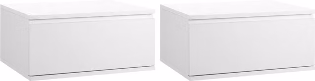 Set di 2 comodini sospesi HOMCOM in legno e MDF con cassetto soft-close, design moderno per camera da letto, Bianco, L 49 cm x P 38 cm x H 23 cm