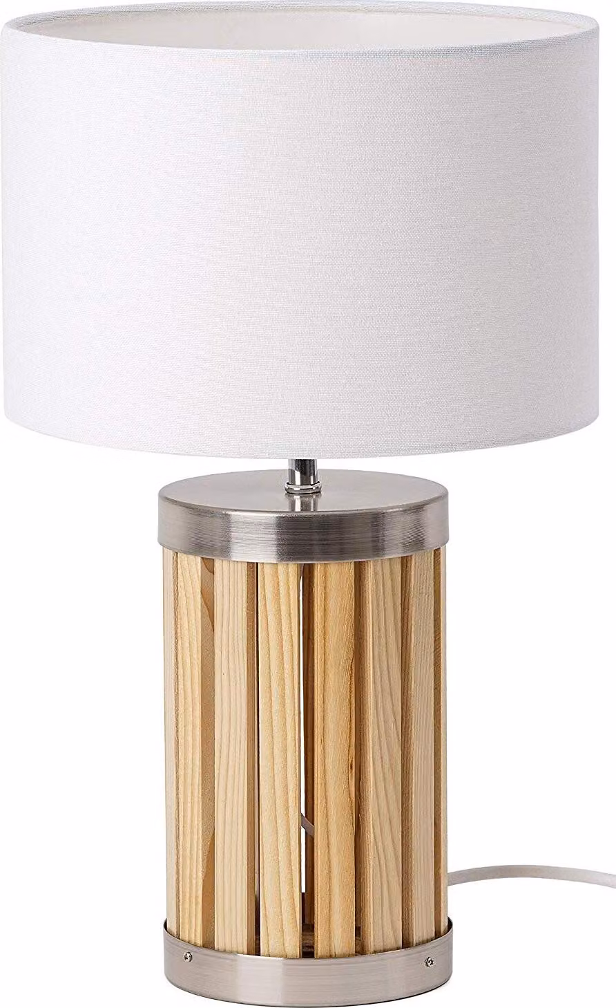 Lampada da tavolo o da comodino BRUBAKER - altezza 41 cm - base in legno/metallo