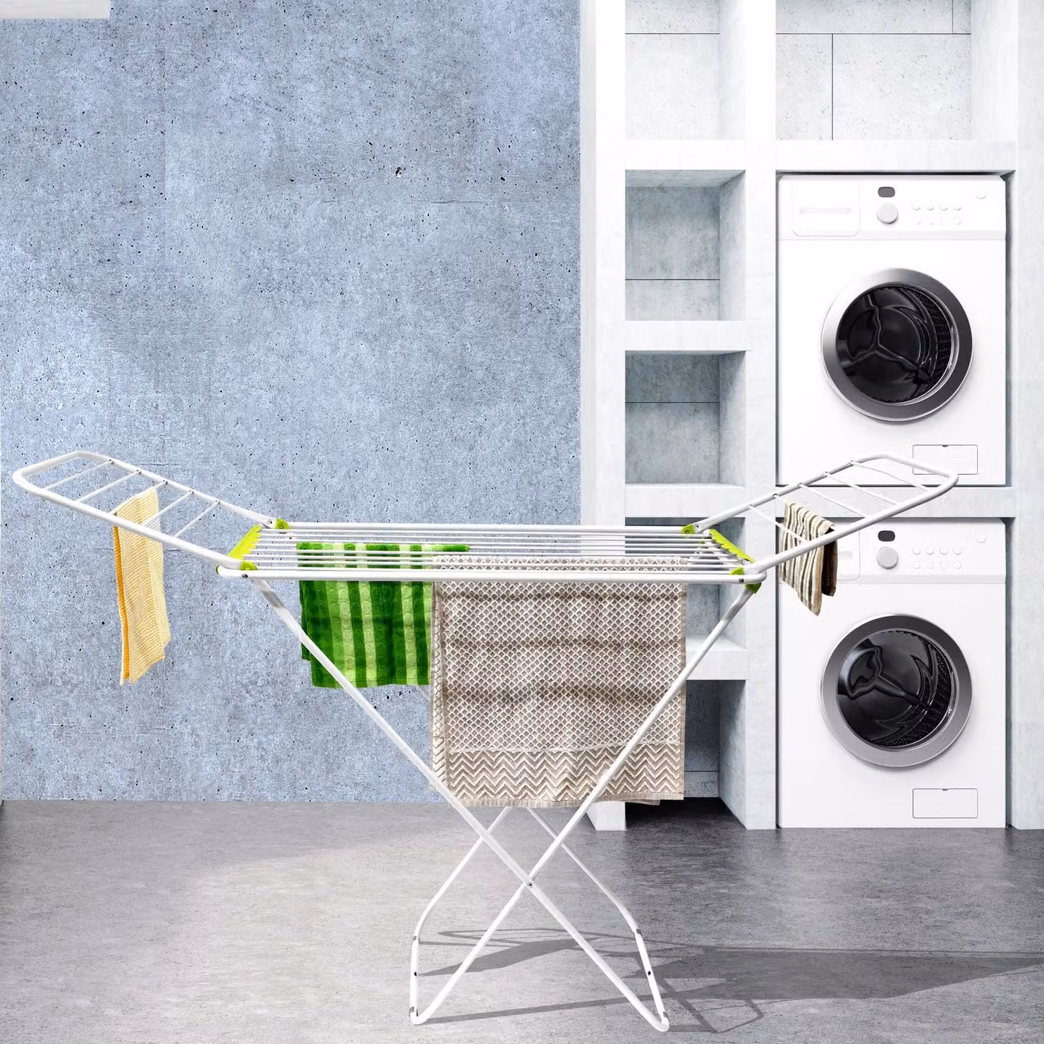 Stendibiancheria da pavimento Simple Vestiamo Casa, bianco, 18 metri di stenditura, pieghevole in metallo – 2