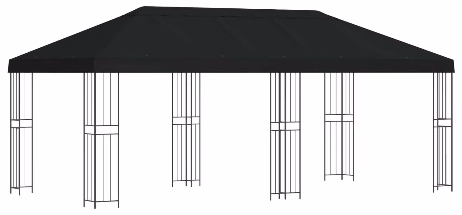 Gazebo con pareti laterali 6 x 3 m Nero Poliestere e Acciaio