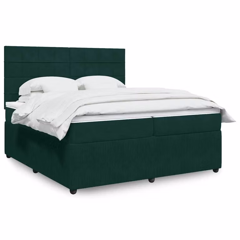vidaXL Letto Ibrido con Materasso e Struttura in Velluto Verde Scuro, L/P: 200 x 200 cm