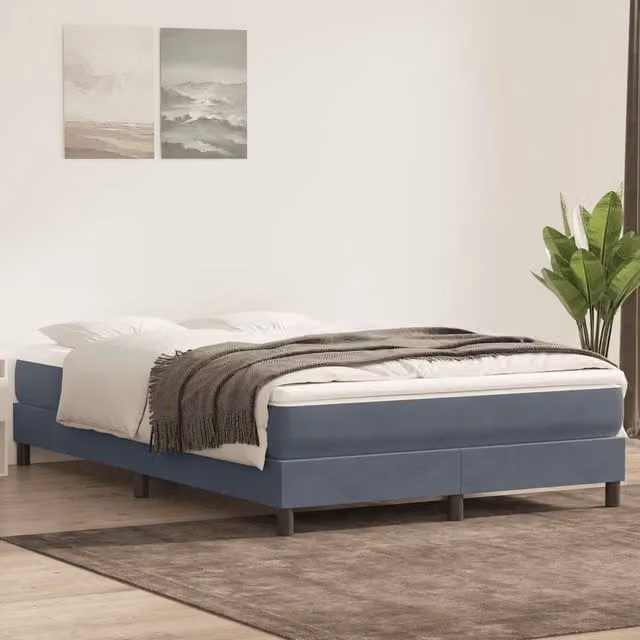 Letto a molle VIDAXL in velluto grigio scuro con doghe in legno L: 143 cm, P: 223 cm – 1