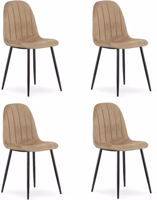 Set di 4 sedie Padva in velluto marrone con gambe nere