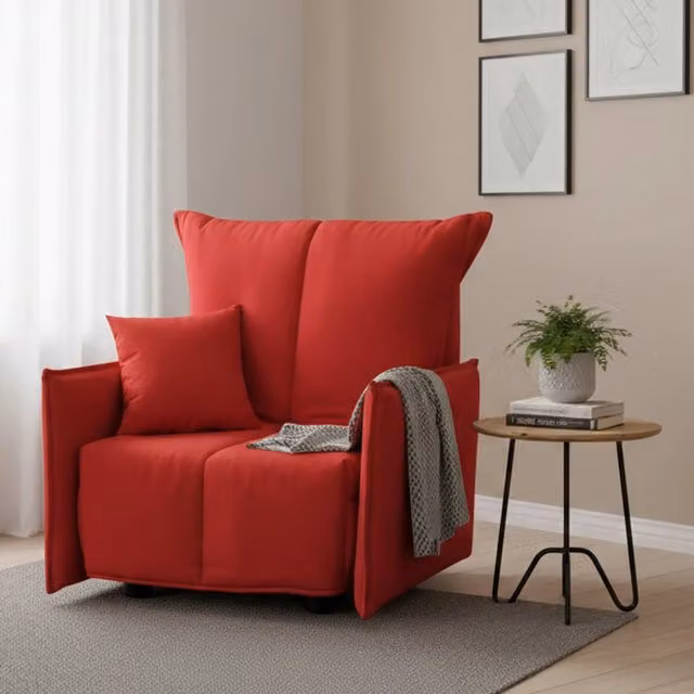 Divano Letto Atlantis Talamo Italia, Divano Singolo con Apertura a Carrello e Braccioli, Tessuto Imbottito, Colore Rosso, L: 110 cm, P: 90 cm, H: 85 cm