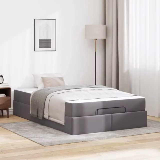 Set letto con materasso vidaXL in ecopelle grigia, L/P/H: 120 x 200 x 43,5 cm