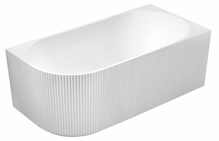 TIBERA STRIP R vasca ad angolo, 170x80cm, pannello a onda, bianco