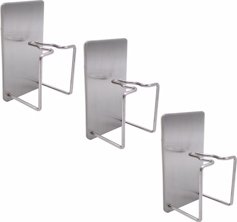 Set da 3 portaspazzolini da parete [senza forature] - Portaspazzolini autoadesivi per spazzolini elettrici da bagno | 3 portaspazzolini in acciaio inossidabile | Montaggio a parete | Supporto per portaspazzolini [argento]