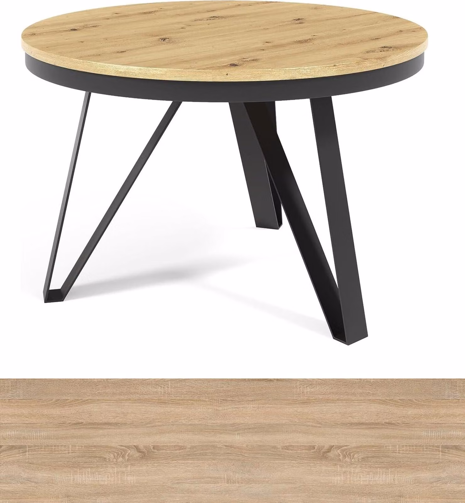 Tavolino All4All Tino, tavolino rotondo per il soggiorno, gambe in metallo, design elegante, gambe moderne, tavolino da caffè, stile loft, dimensioni 75/50 cm, 27 kg, finitura rovere Sonoma