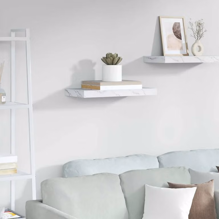Scaffale da parete vidaXL in marmo bianco, design moderno per soggiorno, camera o cucina, L: 50 cm, P: 23 cm, H: 3,8 cm