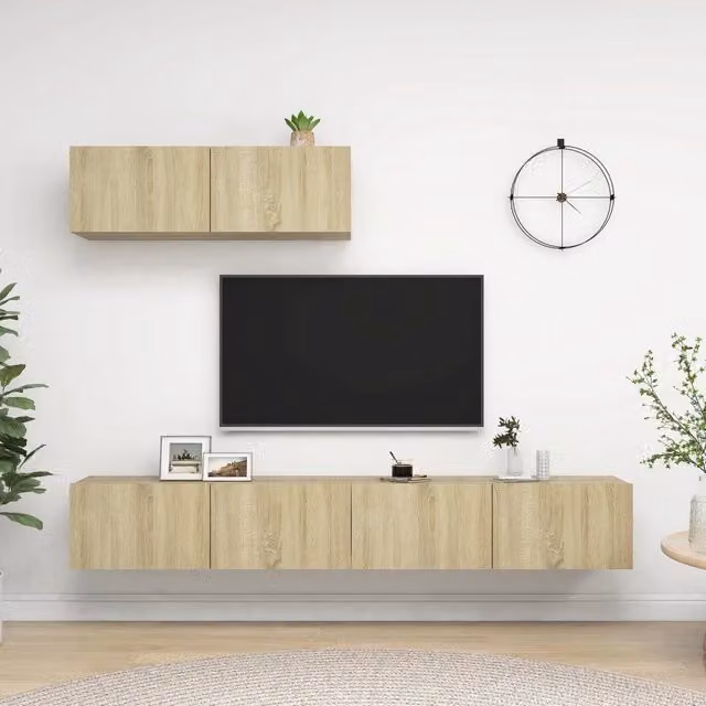 Mobili Porta TV 3 pz-Set di 3 Credenza per TV Rovere Sonoma in Legno Multistrato 674935