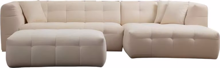 Stilvolles Wohnzimmer L-Form Sofa Polster Hocker Moderne Garnitur 2tlg