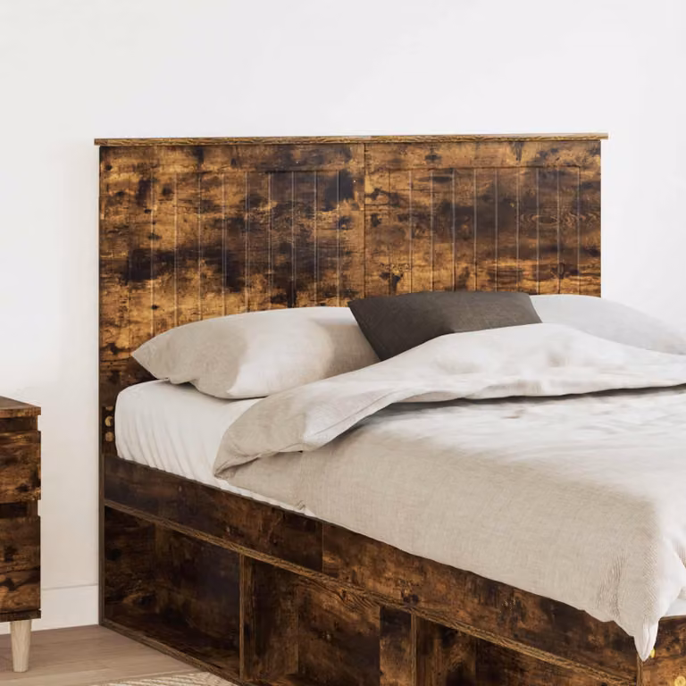 Testiera per letto moderna vidaXL in legno ingegnerizzato rovere fumo marrone