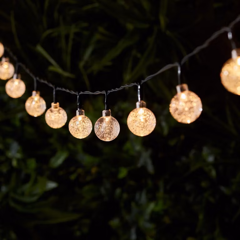 Catena luminosa solare, 40 LED bianco caldo, 6,9 metri, sensore di luminosità, grado di protezione IP44