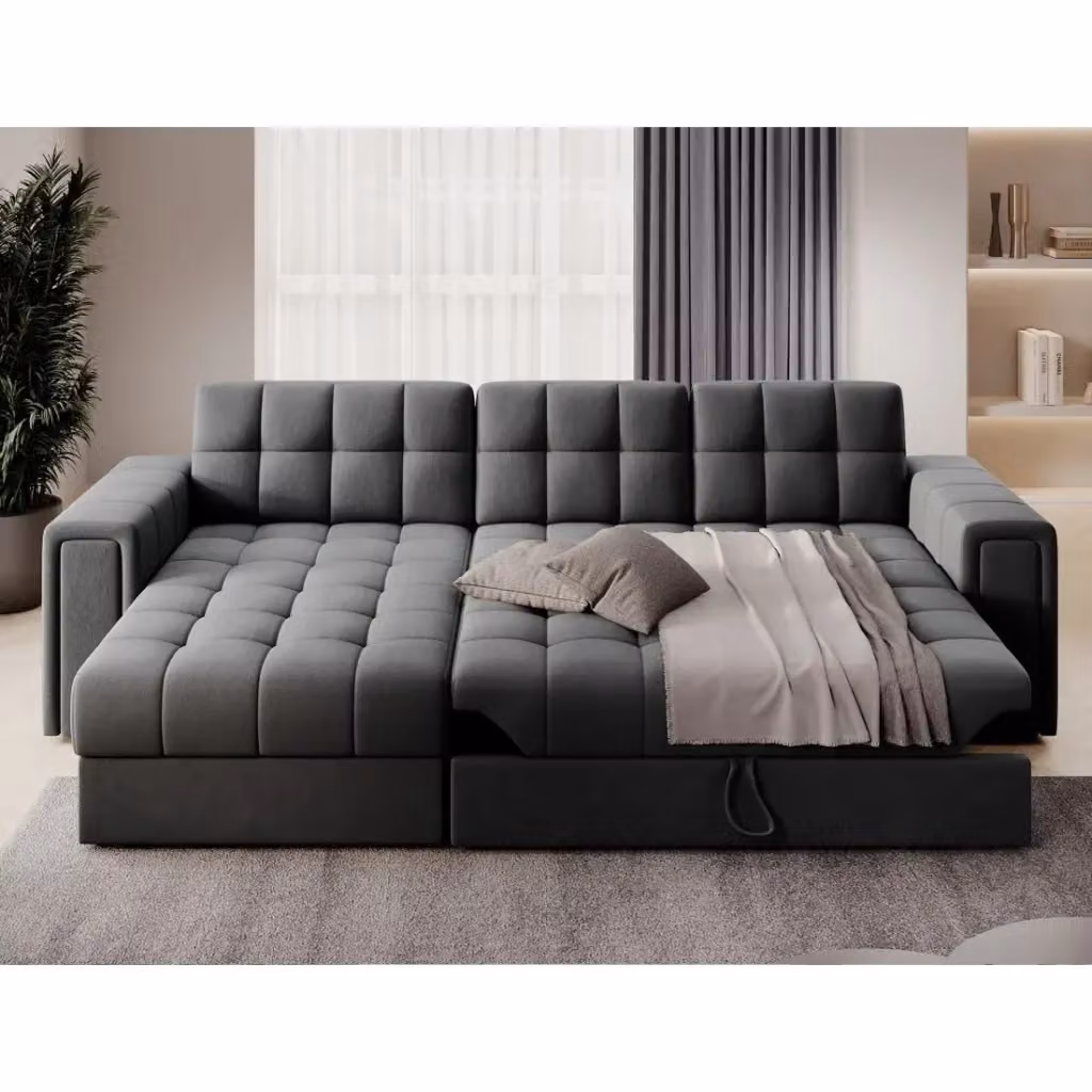 Divano angolare convertibile KAPITARA MEUBLORAMA grigio con vano contenitore e funzione letto reversibile per il tuo soggiorno – 2