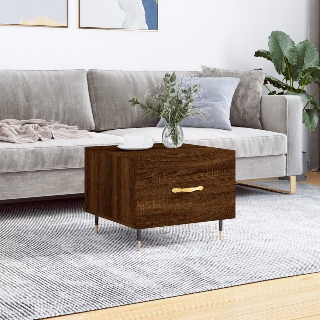 Tavolino The Living Store in rovere marrone 50x50x40 cm materiale a base di legno