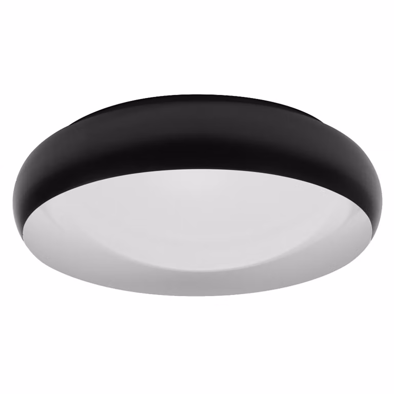 LEDVANCE ORBIS Livia Plafoniera LED con anello metallico, bianco-nero, 24W, 1500lm, 3000K, 430mm, 830 friendly warm white, dimmerabile in 3 fasi con un clic, IP20, viti di montaggio e tasselli inclusi