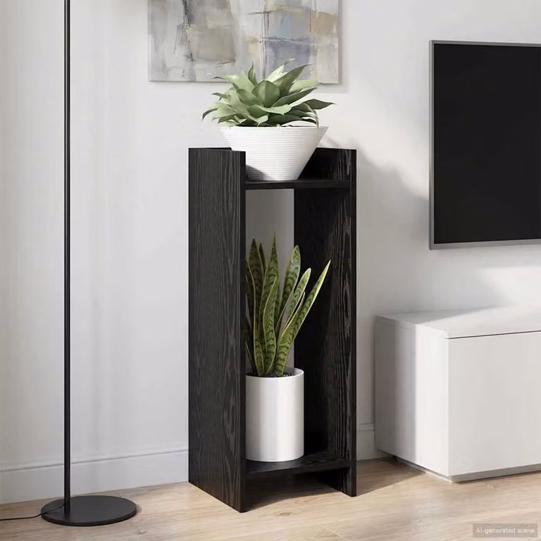 Set di 2 supporti per piante vidaXL in legno MDF nero, L/P/H: 30 x 30 x 80 cm