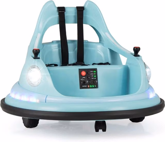 Autoscontro cavalcabile per bambini 12v con telecomando e joystick, Autoscontro cavalcabile 360¡ã connessione wireless Blu-Macchinine giocattoli