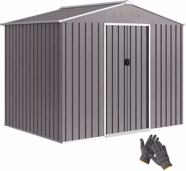 Casetta da Giardino ¨C zephmum ¨C Effetto Legno Acciaio 230x170x215 cm