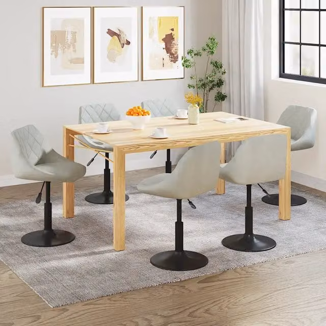 Sedie da Pranzo Girevoli 6 pz Grigio Chiaro in Velluto 3088802
