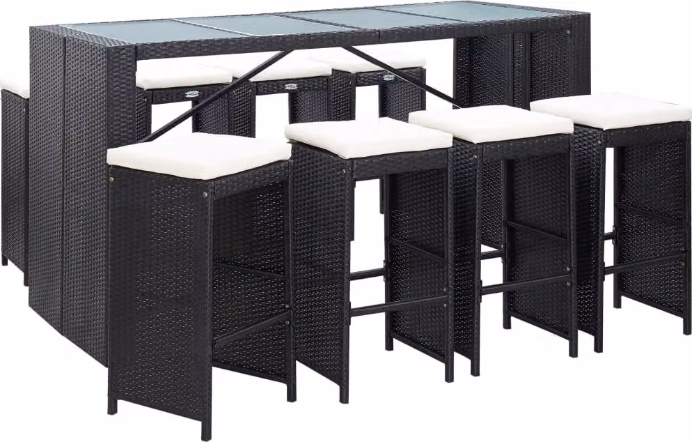 Maison Exclusive - Set da giardino completo, 9 pezzi, in rattan sintetico nero