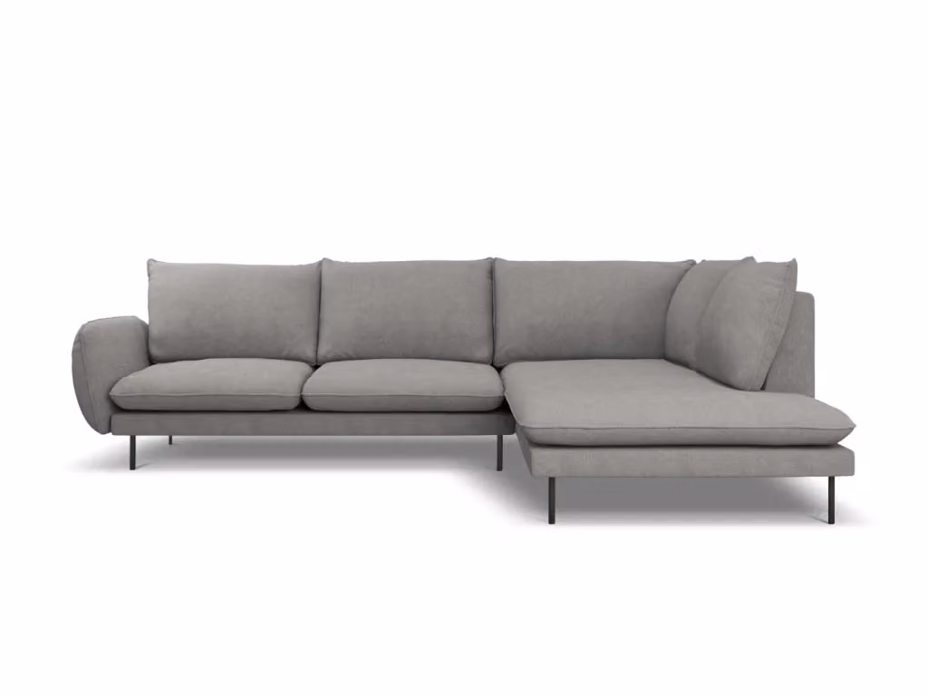 Divano angolare destro Vienna di Cosmopolitan Design, modello a 6 posti in tessuto grigio con struttura in metallo, L 275 x P 95 x H 73 cm – 2