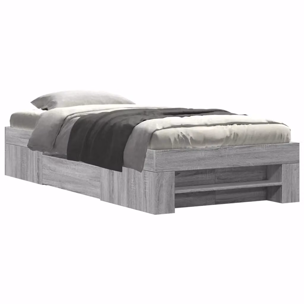 Letto con contenitore vidaXL in legno ingegnerizzato grigio L/P/H: 200 x 80 x 83 cm – 2