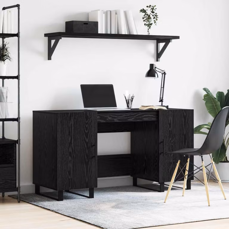 Maison Exclusive - Scrivania, finitura effetto legno nero rovere, realizzata in materiale composito