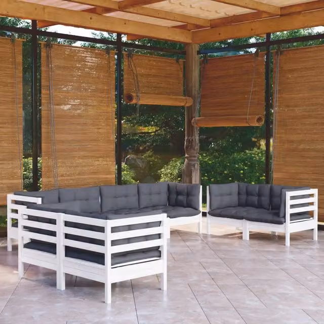 Set Salotto da Giardino con Cuscini 8 pz Legno Massello di Pino 3096269