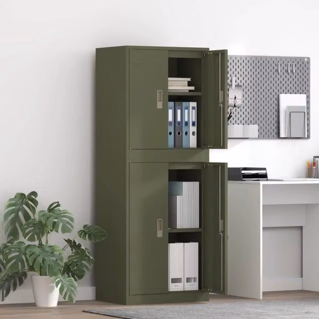 Armadio 2 pz Verde Oliva 60 x 40 x 160 cm Acciaio Bloccabile 3438751
