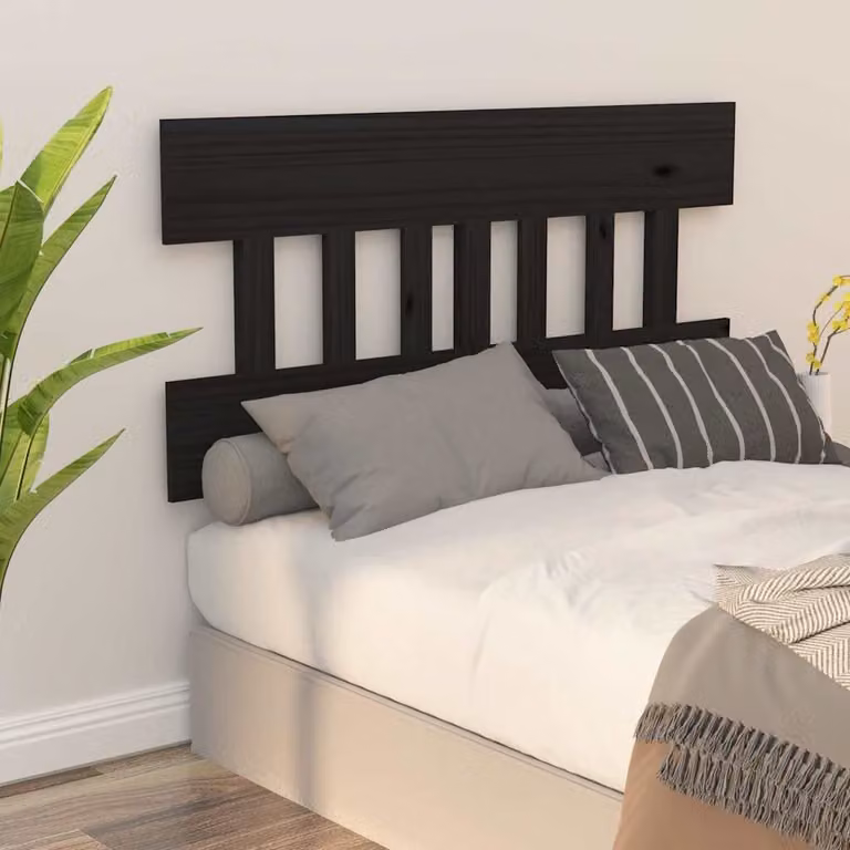 Testiera per letto vidaXL in legno massello di pino nero, stile rustico, L: 203,5 cm, P: 3 cm, H: 81 cm