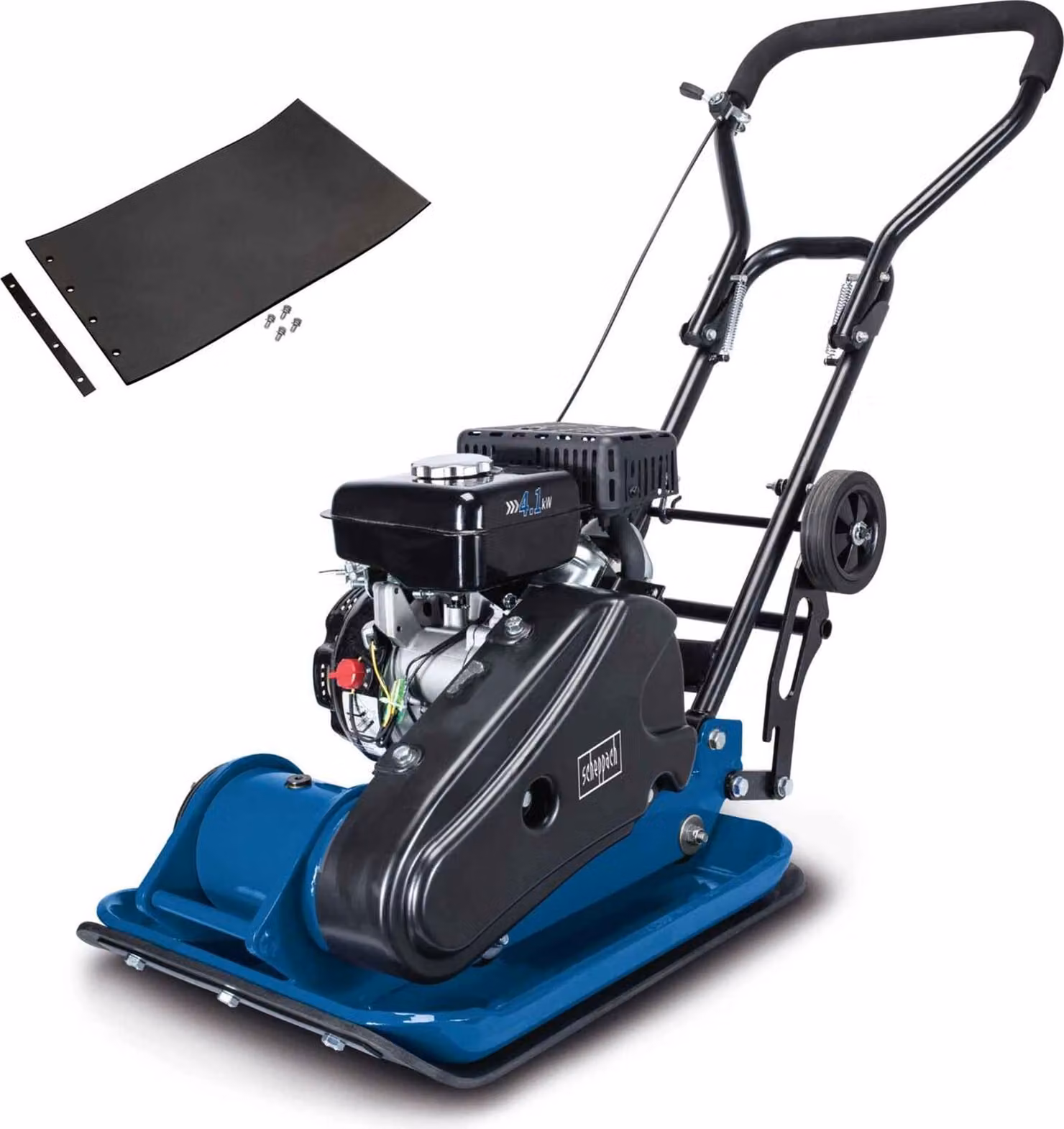 Scheppach Compattatrice a benzina HP1900S | 5,6 CV | 60 kg | Pressione di compattazione: 11 kN | Profondità di compattazione: 25 cm | Include telaio e tappetino in gomma