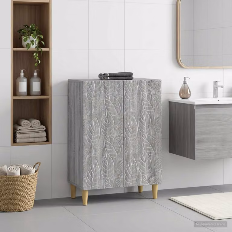 Mobiletto da bagno moderno vidaXL DELFT in stile Sonoma grigio L/P/H: 59,5 x 31 x 80 cm