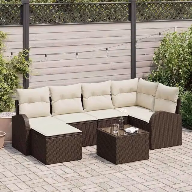 Set Divano da Giardino 7 pz Marrone polyrattan 3346118