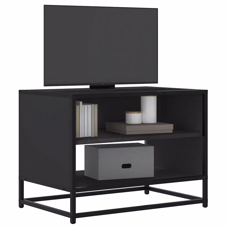 vidaXL Mobile Porta TV Nero in Metallo e MDF L: 61 cm, P: 40 cm, H: 46 cm