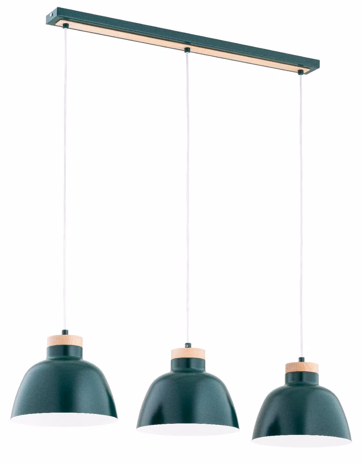 Lampada a sospensione LORIEN verde - legno chiaro 3xE27x15W metallo, dimensioni: 90x23x85 cm, IP20 Alfa