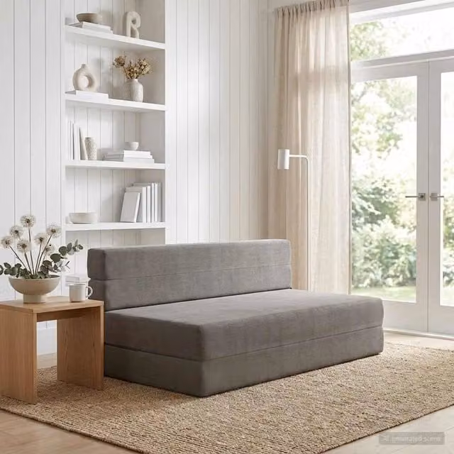 Divano Letto Pieghevole Moderno vidaXL in Tessuto Grigio L: 152 cm, P: 86,5 cm, H: 60 cm