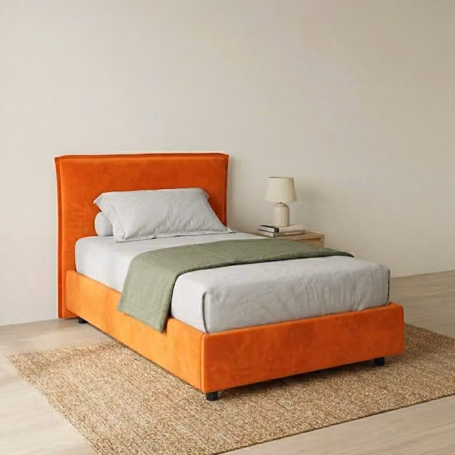 Letto Singolo Brozolo DMORA con Materasso Incluso, Arancione, L/P/H: 80 x 190 cm