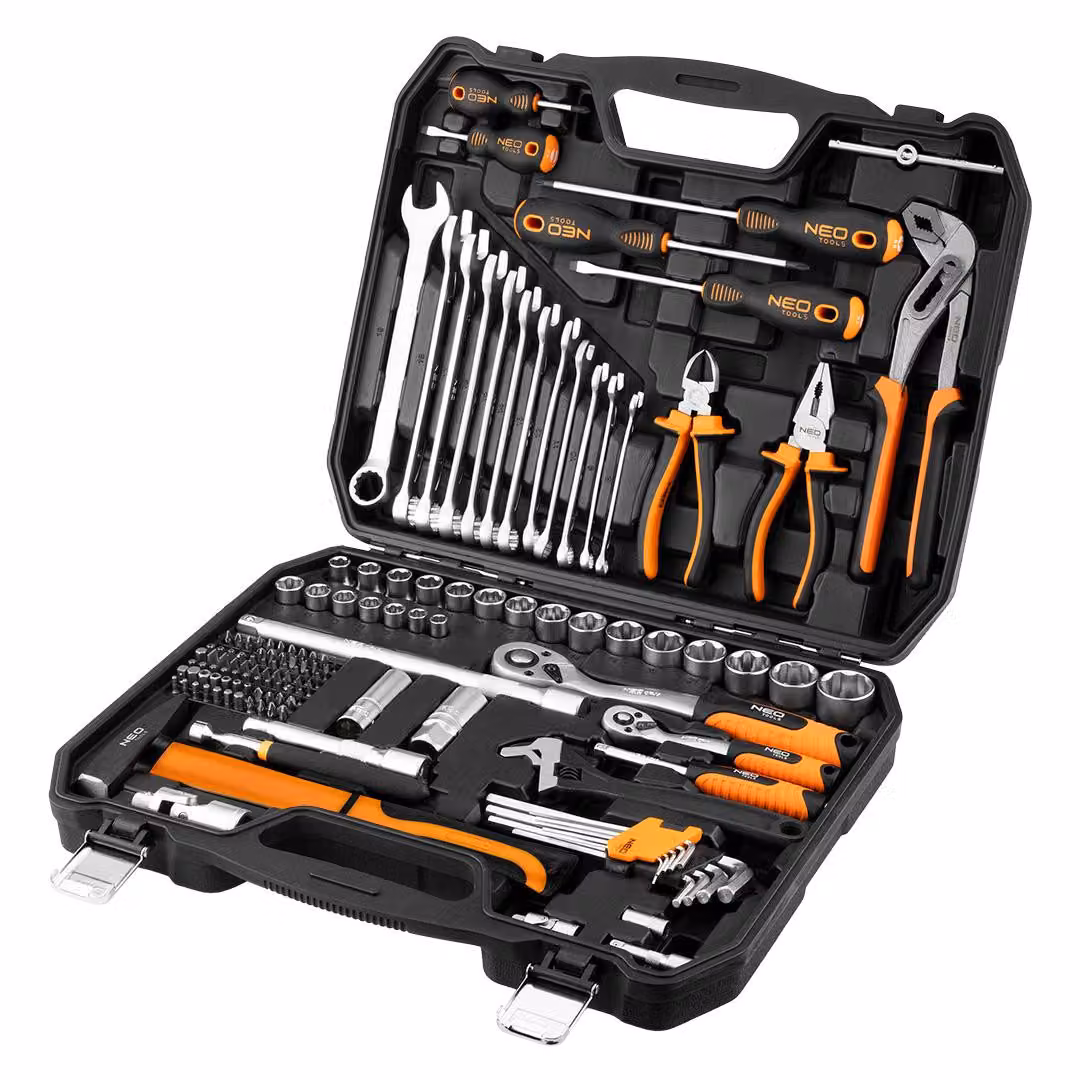 NEO TOOLS Set di utensili da 143 pezzi in valigetta per utensili - Set di utensili - Valigetta per utensili fai da te