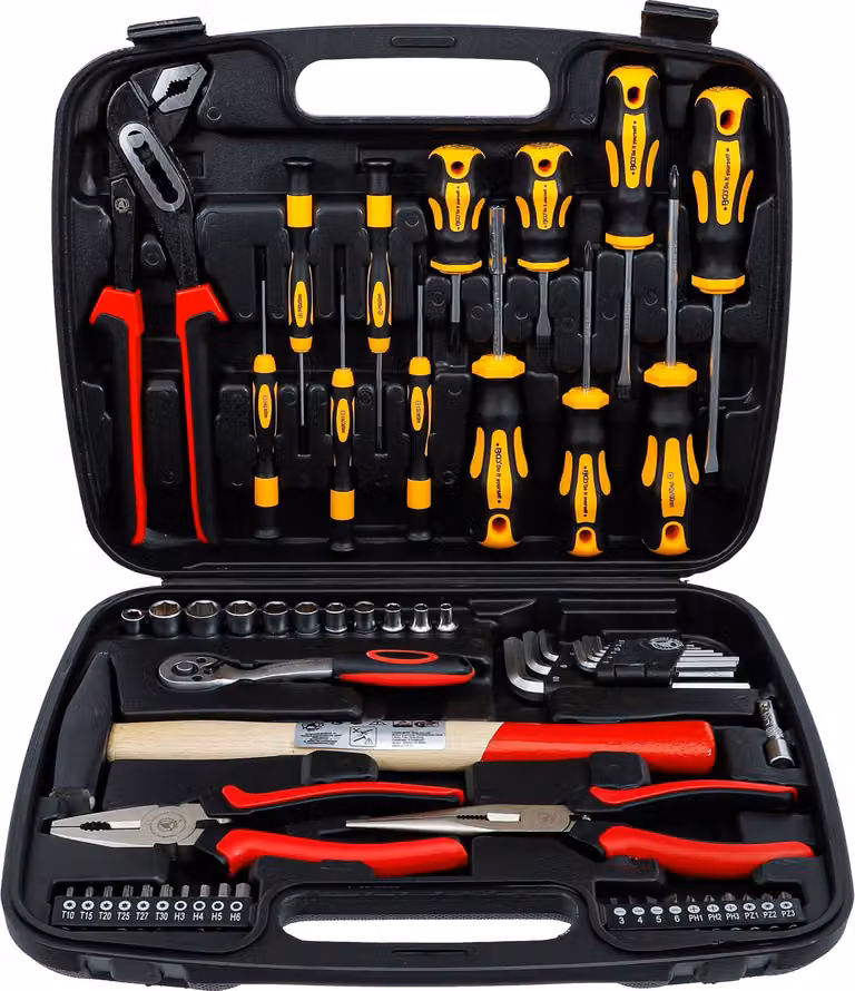 Valigetta utensili da 58 pezzi, completa di set di chiavi a cricchetto e inserti